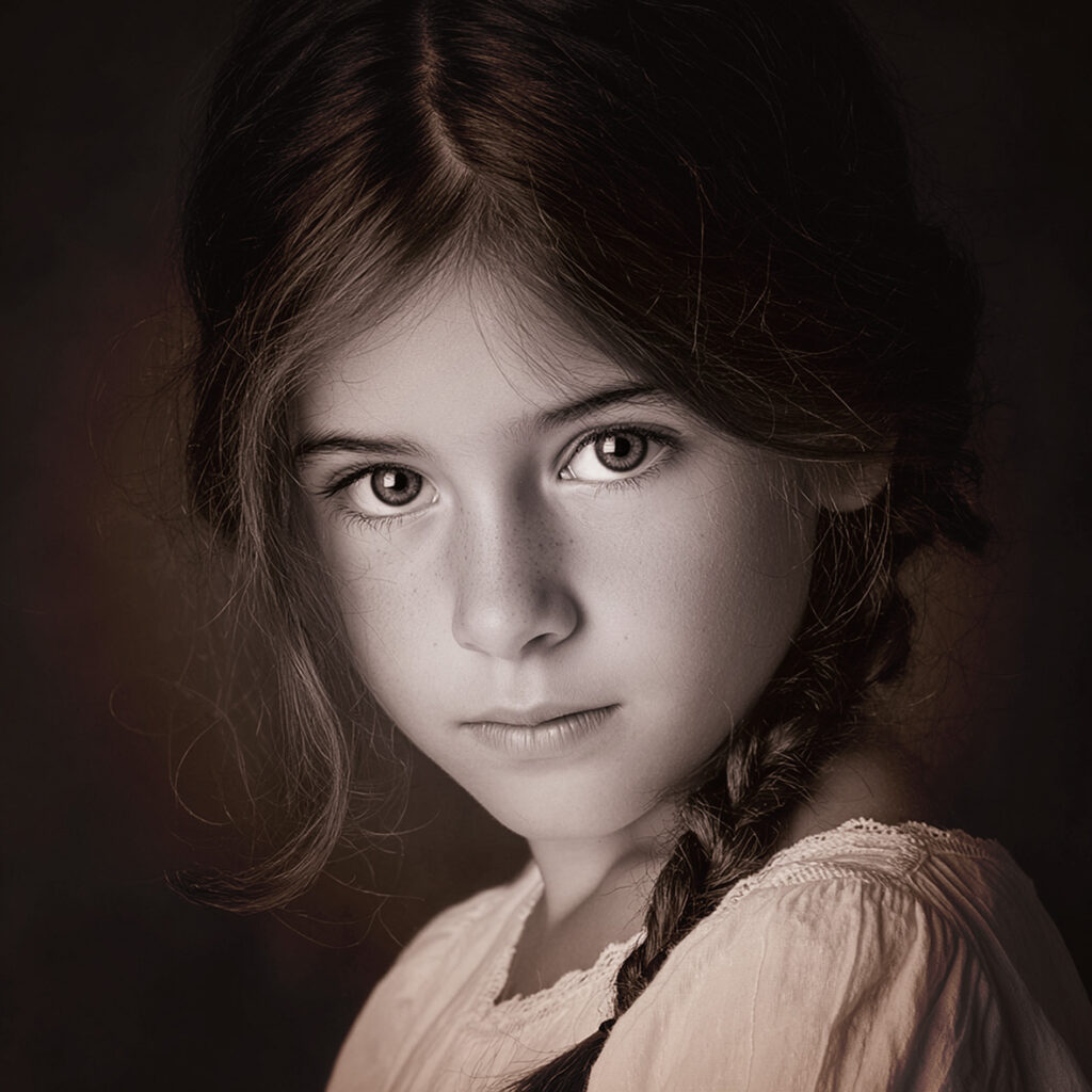 retrato de niña de comunión en fotografía fuentes en Burgos, estudio en condesa mencia 135